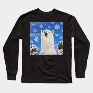 Funny Polar Bear Art with Snowflakes Fun Winter Home Decor and Gifts Long Sleeve T-Shirt